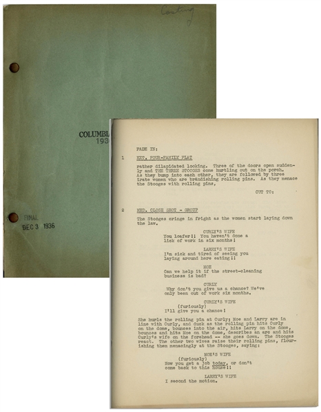 Moe Howard's 27pp. Script Dated December 1936 for The Three Stooges Film ''Dizzy Doctors'' -- Very Good Plus Condition